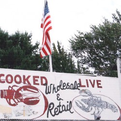 The billboard - cooked and live, wholesale and retail lobsters.
