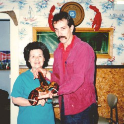 Young Bob with a lobster.